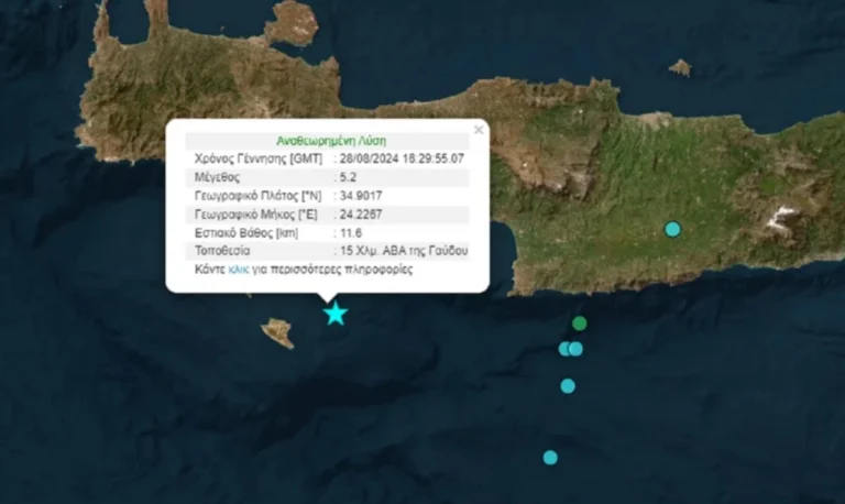 Ισχυρός σεισμός 5,2 Ρίχτερ ανοιχτά της Κρήτης – «Ταρακουνηθήκαμε σοβαρά