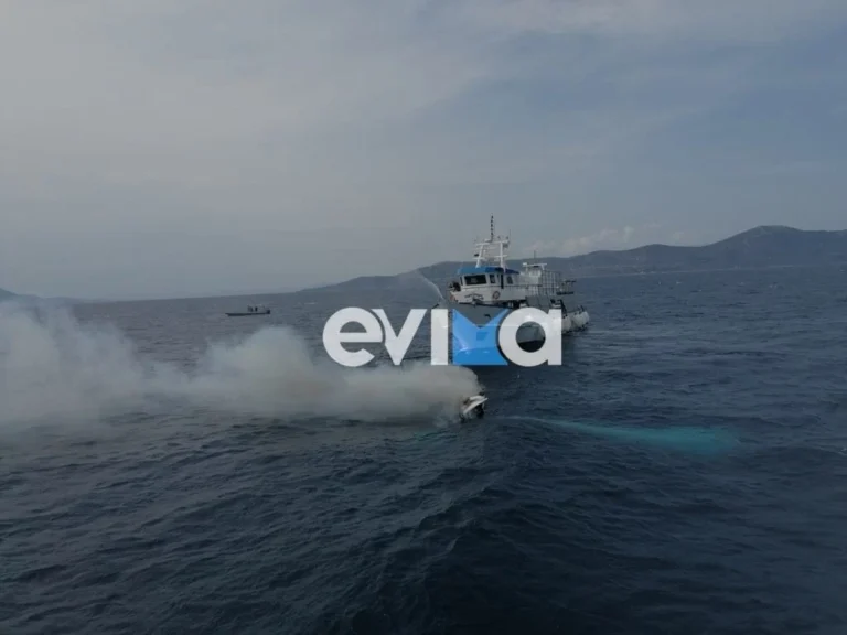 Οι πρώτες εικόνες από το φλεγόμενο σκάφος